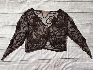 Pretty Angel Sheer Mesh Brown Cardigan Boho Hippie Silk Blend Sz M